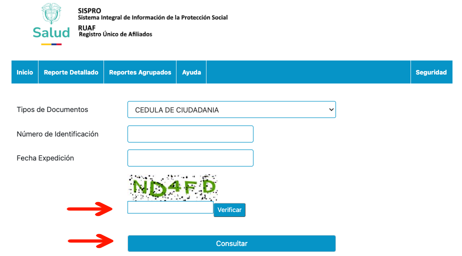 consultar afiliaciones a eps con numero de cedula u otro documento en ruaf sispro